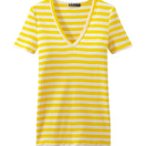WOMENS' V-NECK STRIPED T-SHIRT