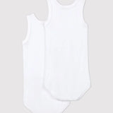 2 PACK BABY BOYS' WHITE SINGLET BODYSUITS