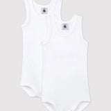 2 PACK BABY BOYS' WHITE SINGLET BODYSUITS