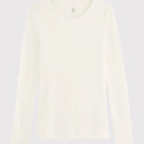 WOMENS' RIBBED WOOL BLENDED L/S T-SHIRT