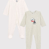 2 PACK BABIES' PARIS VELOUR ROMPERS