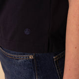 WOMENS' BOXY BRANDED T-SHIRT - NAVY