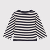 BABIES' STRIPY TUBE KNIT CARDIGAN