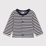 BABIES' STRIPY TUBE KNIT CARDIGAN