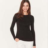 WOMENS' CREW L/S T-SHIRT - BLACK