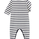 BABIES' STRIPED VELOUR ROMPER