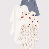 5 PACK BABIES' HEART L/S BODYSUITS